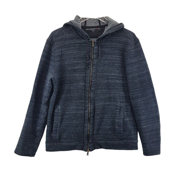 John Varvatos Star USA Mens Full Zip Hoodie Sweatshirt Gray Space Dye Sz Medium - Picture 1 of 8